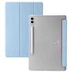 For Samsung Galaxy Tab S10 FE+ 3-Fold Clear Acrylic Leather Tablet Case(Ice Blue)