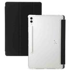 For Samsung Galaxy Tab S10 FE+ 3-Fold Clear Acrylic Leather Tablet Case(Black)