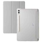 For Samsung Galaxy Tab S10 FE+ 3-Fold Clear Acrylic Leather Tablet Case(Grey)