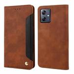 For Motorola Moto G54 Skin Feel Splicing Leather Phone Case(Brown)