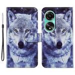 For OPPO A38 4G Painted Pattern Horizontal Flip Leather Phone Case(White Wolf)