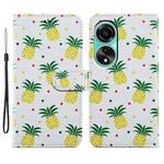 For OPPO A38 4G Painted Pattern Horizontal Flip Leather Phone Case(Pineapple)