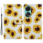 For OPPO A58 4G Painted Pattern Horizontal Flip Leather Phone Case(Sunflower)