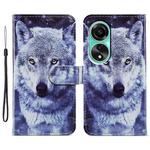 For OPPO A78 4G Painted Pattern Horizontal Flip Leather Phone Case(White Wolf)