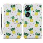 For OPPO A78 4G Painted Pattern Horizontal Flip Leather Phone Case(Pineapple)