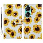 For OPPO A78 4G Painted Pattern Horizontal Flip Leather Phone Case(Sunflower)