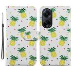 For OPPO A98 Painted Pattern Horizontal Flip Leather Phone Case(Pineapple)