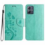 For Motorola Moto G54 Butterfly Flower Pattern Flip Leather Phone Case(Green)