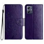 For Motorola Moto G54 Butterfly Flower Pattern Flip Leather Phone Case(Dark Purple)