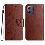 For Motorola Moto G35 Butterfly Flower Pattern Flip Leather Phone Case(Brown)