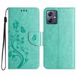 For Motorola Moto G35 Butterfly Flower Pattern Flip Leather Phone Case(Green)