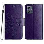 For Motorola Moto G35 Butterfly Flower Pattern Flip Leather Phone Case(Dark Purple)