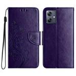 For Motorola Moto G55 Butterfly Flower Pattern Flip Leather Phone Case(Dark Purple)