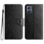 For Motorola Moto G55 Butterfly Flower Pattern Flip Leather Phone Case(Black)