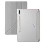 For Samsung Galaxy Tab S9 Clear Acrylic Deformation Leather Tablet Case(Grey)
