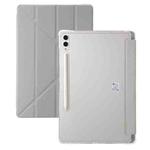 For Samsung Galaxy Tab S9 FE+ Clear Acrylic Deformation Leather Tablet Case(Grey)