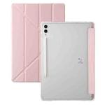 For Samsung Galaxy Tab S9 FE+ Clear Acrylic Deformation Leather Tablet Case(Pink)