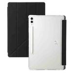 For Samsung Galaxy Tab S9 FE+ Clear Acrylic Deformation Leather Tablet Case(Black)