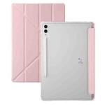 For Samsung Galaxy Tab S10 FE+ Clear Acrylic Deformation Leather Tablet Case(Pink)