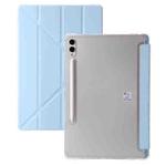 For Samsung Galaxy Tab S10 FE+ Clear Acrylic Deformation Leather Tablet Case(Ice Blue)
