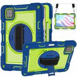 For Xiaomi Pad 7 / 7 Pro 360 Degree Rotation PC Contrast Silicone Tablet Case(Navy Blue + Yellow Green)
