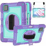 For Xiaomi Pad 7 / 7 Pro 360 Degree Rotation PC Contrast Silicone Tablet Case(Purple + Mint Green)