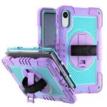 For Xiaomi Redmi Pad 2 360 Degree Rotation PC Contrast Silicone Tablet Case(Purple + Mint Green)