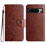 For Google Pixel 8 Pro Butterfly Flower Pattern Flip Leather Phone Case(Brown)