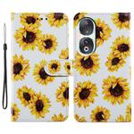 For Honor 90 Painted Pattern Horizontal Flip Leather Phone Case(Sunflower)