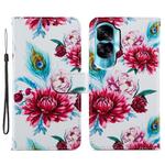 For Honor 90 Lite Painted Pattern Horizontal Flip Leather Phone Case(Peacock Flower)