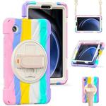 For Samsung Galaxy Tab A9+ Rotary Handle Grab TPU + PC Tablet Case(Colorful Pink)