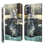 For Motorola Moto G14 3D Painting Pattern Flip Leather Phone Case(Cat Tiger)