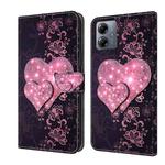 For Motorola Moto G14 Crystal 3D Shockproof Protective Leather Phone Case(Lace Love)