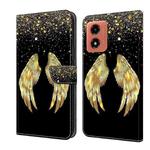 For Motorola Moto G Play 2024 Crystal 3D Shockproof Protective Leather Phone Case(Golden Wings)