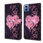 For Motorola Moto G24 Crystal 3D Shockproof Protective Leather Phone Case(Lace Love)