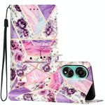 For OPPO A58 4G Colored Drawing Leather Phone Case(Purple Marble)