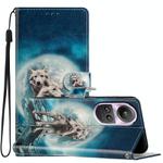 For OPPO Reno10 /10 Pro Global Colored Drawing Leather Phone Case(Twin Wolves)