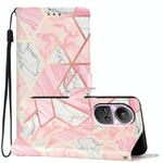 For OPPO Reno10 /10 Pro Global Colored Drawing Leather Phone Case(Pink Marble)