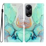 For OPPO A98 Colored Drawing Leather Phone Case(Green Marble)