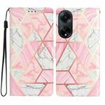 For OPPO A98 Colored Drawing Leather Phone Case(Pink Marble)