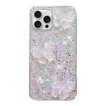 For iPhone 15 Pro Max Starry Sequin Crystal Butterflies Epoxy TPU Phone Case(Silver)