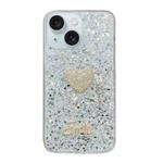 For iPhone 15 Plus Starry Sequin Diamond Heart Epoxy TPU Phone Case(Silver)