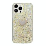 For iPhone 13 Pro Max Starry Sequin Diamond Heart Epoxy TPU Phone Case(Yellow)