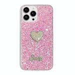 For iPhone 13 Pro Starry Sequin Diamond Heart Epoxy TPU Phone Case(Pink)