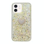 For iPhone 12 Starry Sequin Diamond Heart Epoxy TPU Phone Case(Yellow)