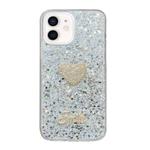 For iPhone 12 mini Starry Sequin Diamond Heart Epoxy TPU Phone Case(Silver)