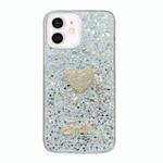 For iPhone 11 Starry Sequin Diamond Heart Epoxy TPU Phone Case(Silver)