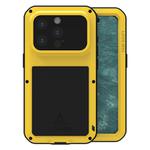 For iPhone 15 Pro LOVE MEI Metal Shockproof Life Waterproof Dustproof Phone Case(Yellow)