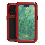 For iPhone 16 LOVE MEI Metal Shockproof Life Waterproof Dustproof Phone Case(Red)