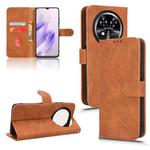 For Oukitel C37 Skin Feel Magnetic Flip Leather Phone Case(Brown)